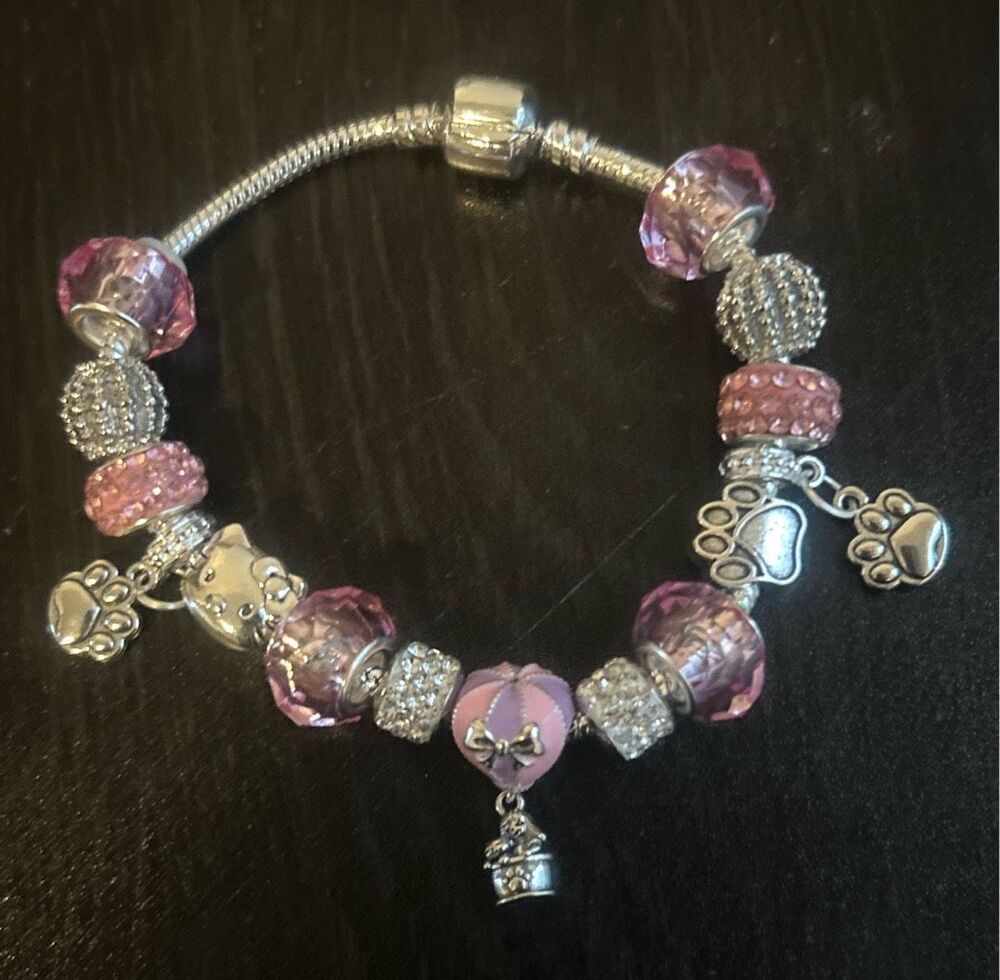 Girl with Pet Balloon Charm Bracelet